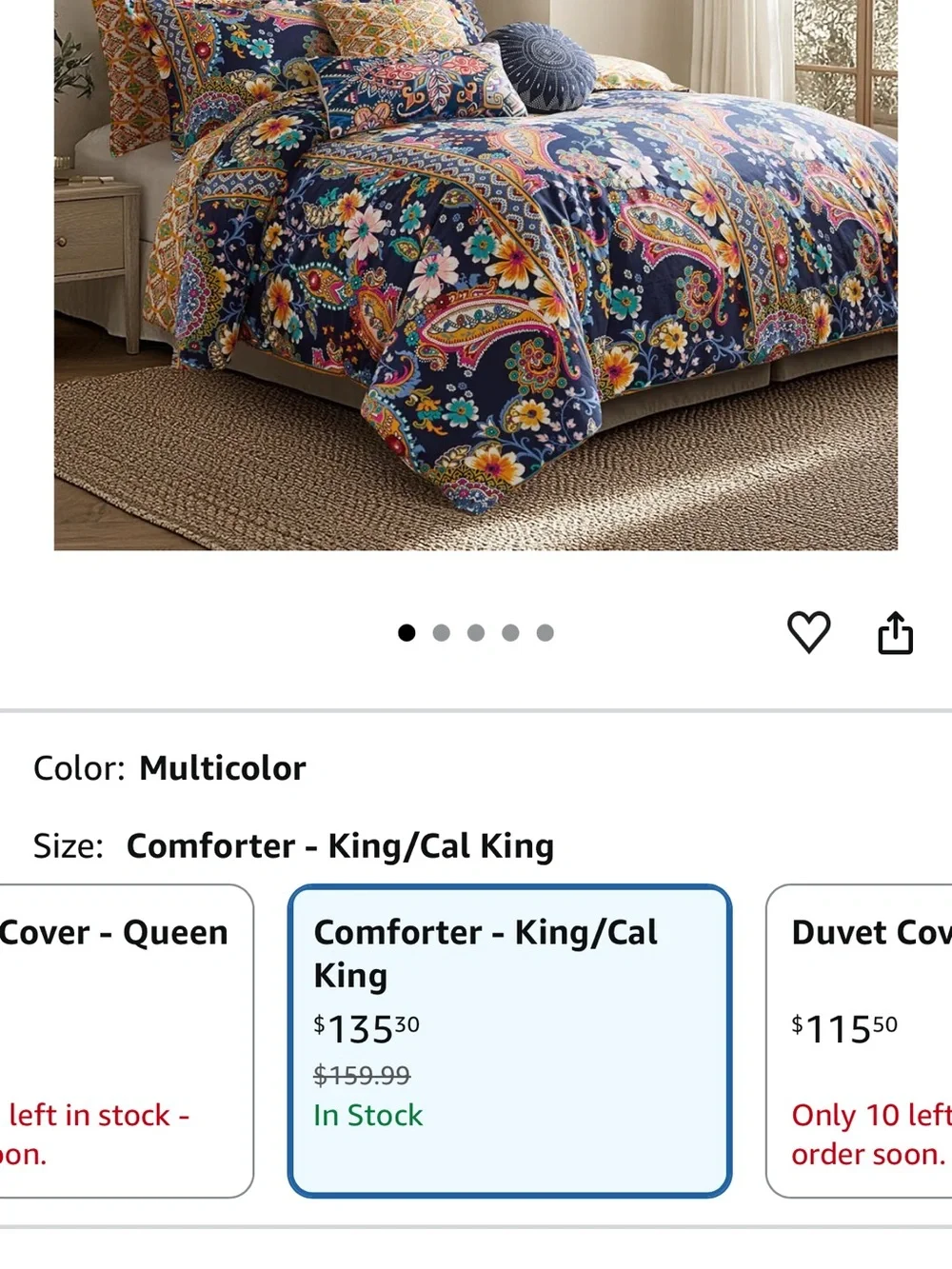 Levtex Navy Paisley Floral Comforter Set with Multicolor Accents